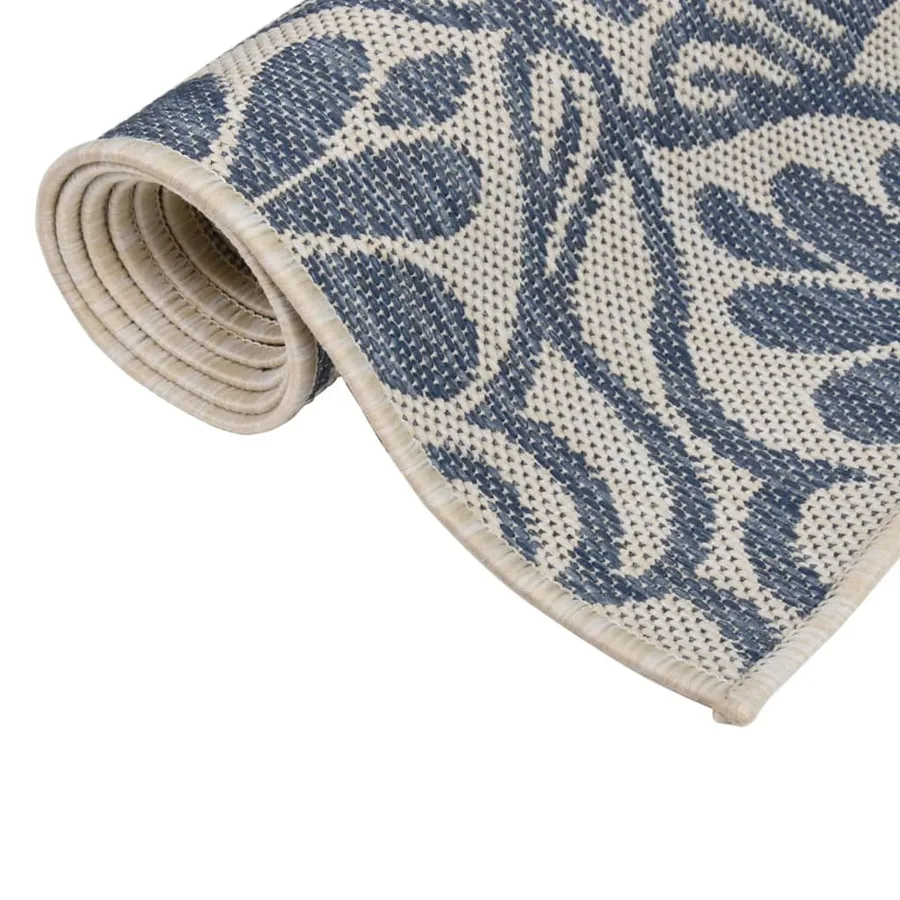 Tapis à tissage plat d'extérieur 120x170 cm Motif bleu - 3