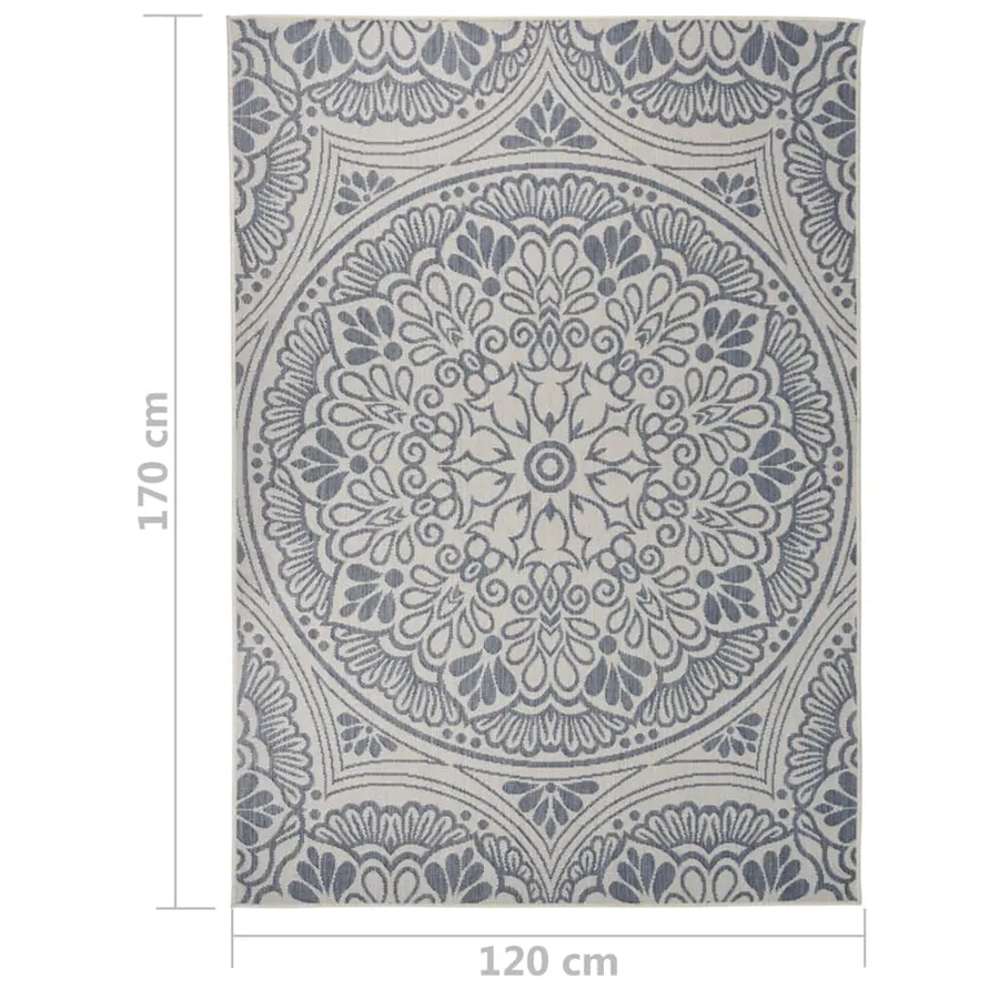 Tapis à tissage plat d'extérieur 120x170 cm Motif bleu - 6