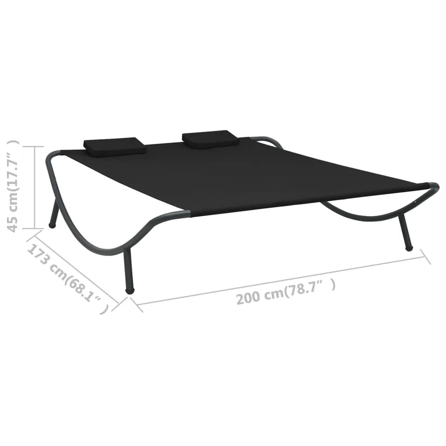 Chaise longue d'extérieur tissu noir - 7