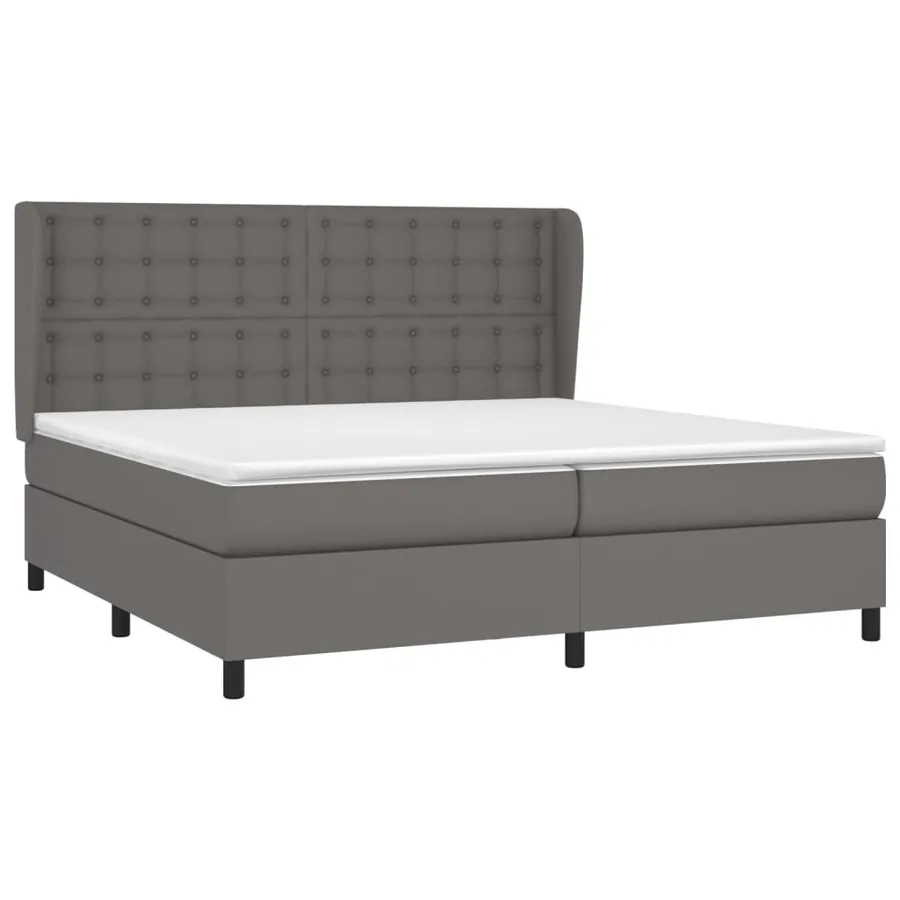 Sommier à lattes de lit avec matelas Gris 200x200 cm Similicuir - 3