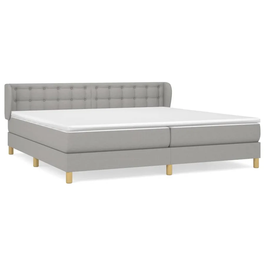Sommier à lattes de lit avec matelas Gris clair 200x200cm Tissu - 2