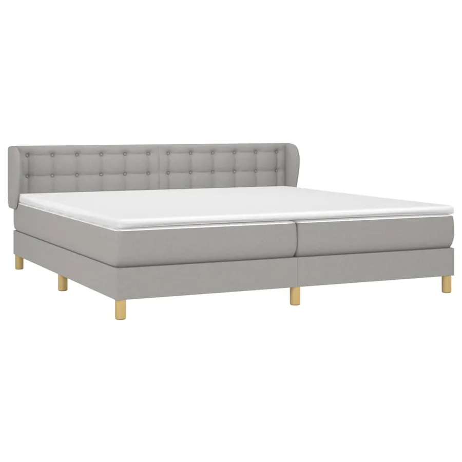 Sommier à lattes de lit avec matelas Gris clair 200x200cm Tissu - 3