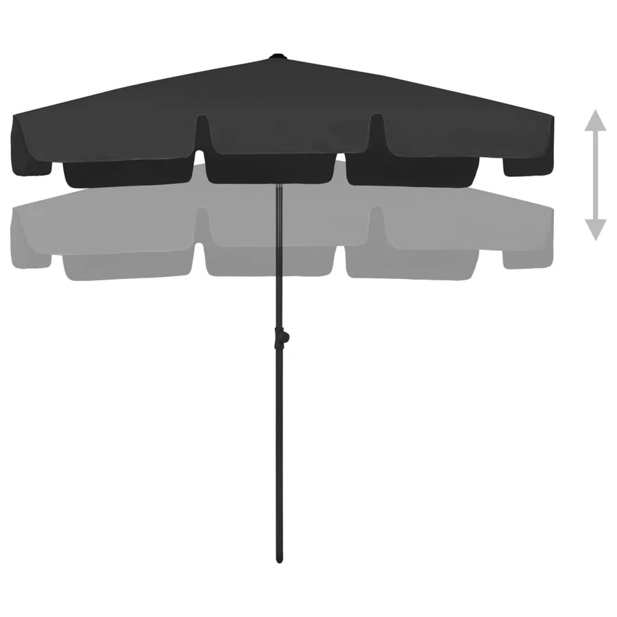 Parasol de plage noir 200x125 cm - 3