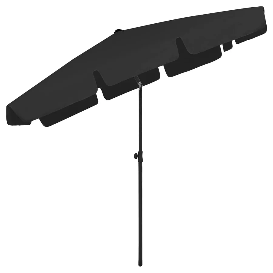 Parasol de plage noir 200x125 cm - 4