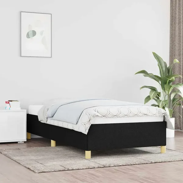 Cadre de lit sans matelas noir 90x190 cm tissu
