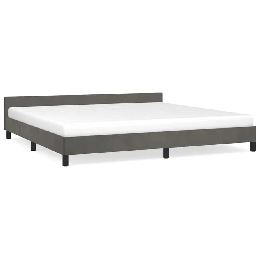 Cadre de lit sans matelas gris foncé 200x200 cm velours - 2