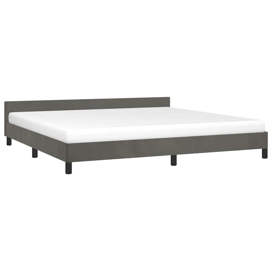 Cadre de lit sans matelas gris foncé 200x200 cm velours - 3