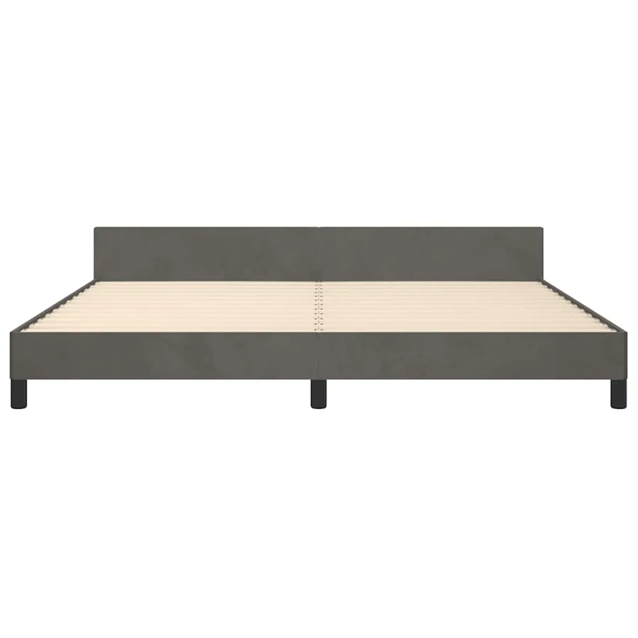 Cadre de lit sans matelas gris foncé 200x200 cm velours - 5