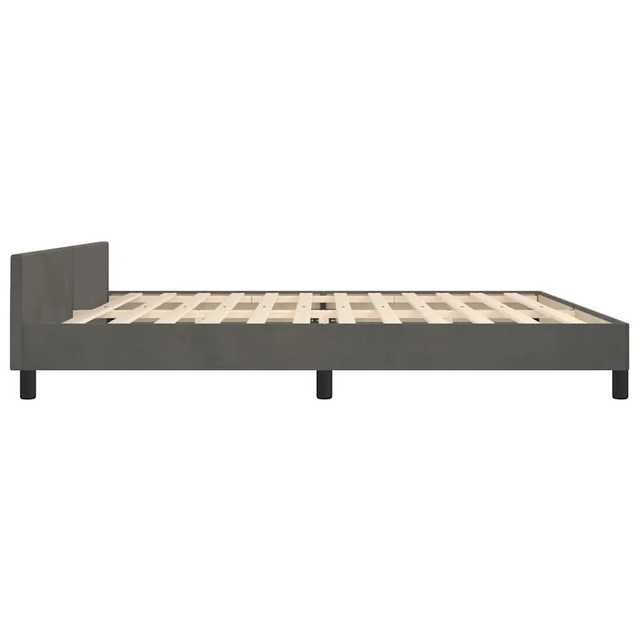Cadre de lit sans matelas gris foncé 200x200 cm velours - 6