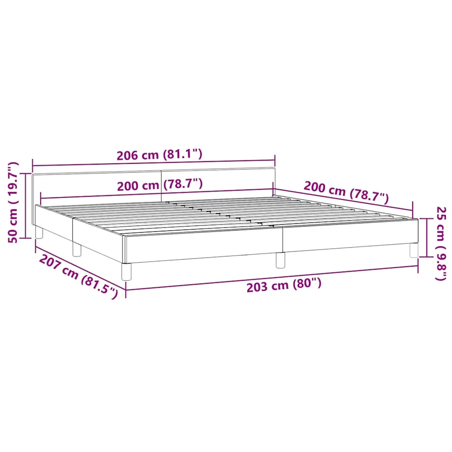 Cadre de lit sans matelas gris foncé 200x200 cm velours - 9