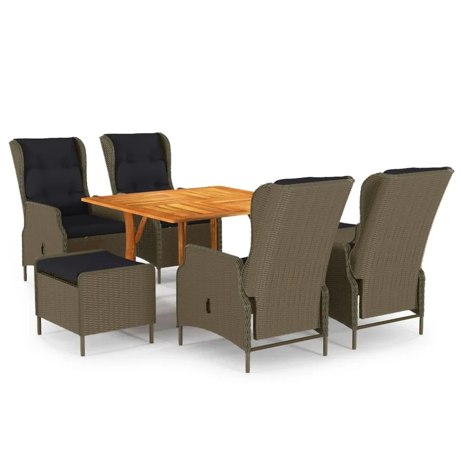 Ensemble à manger de jardin 7 pcs Marron