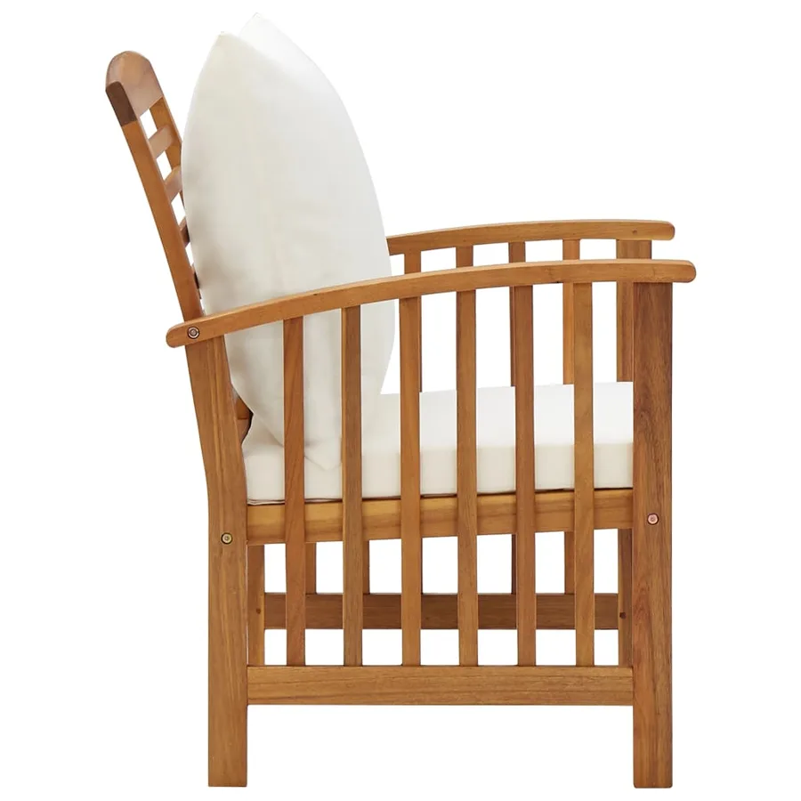 Salon de jardin 5 pcs avec coussins Bois d'acacia solide - 5