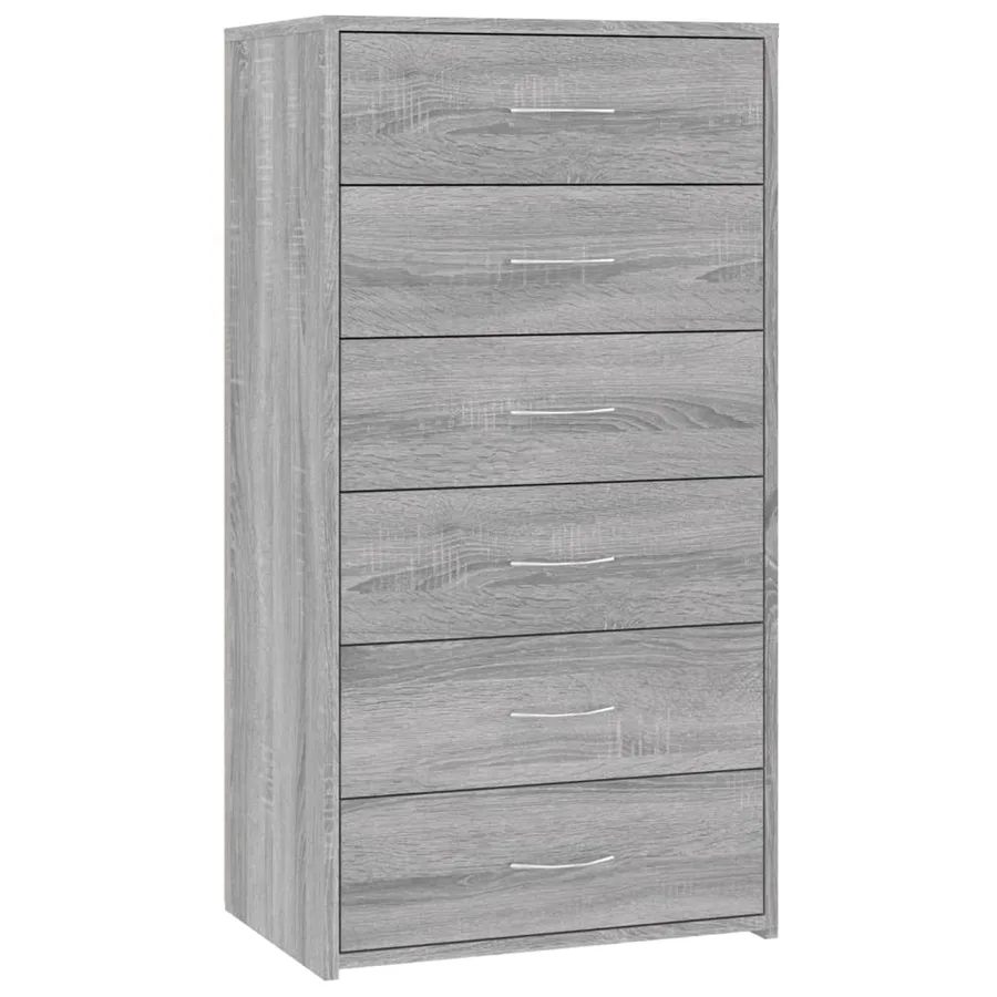 Buffet avec 6 tiroirs Sonoma gris 50x34x96 cm Bois d'ingénierie - 2