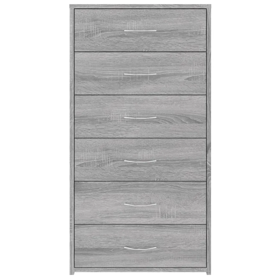 Buffet avec 6 tiroirs Sonoma gris 50x34x96 cm Bois d'ingénierie - 5