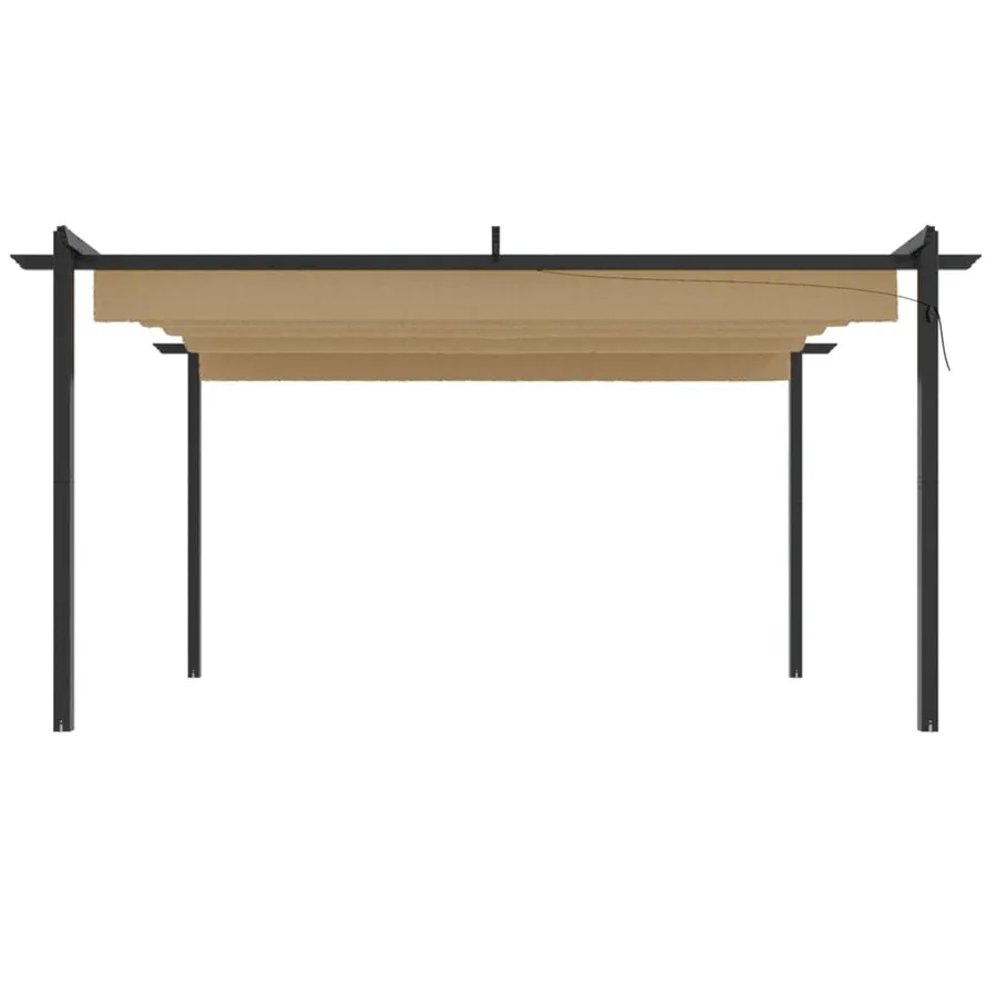Tonnelle de jardin avec toit rétractable 4x3 m Taupe - 4