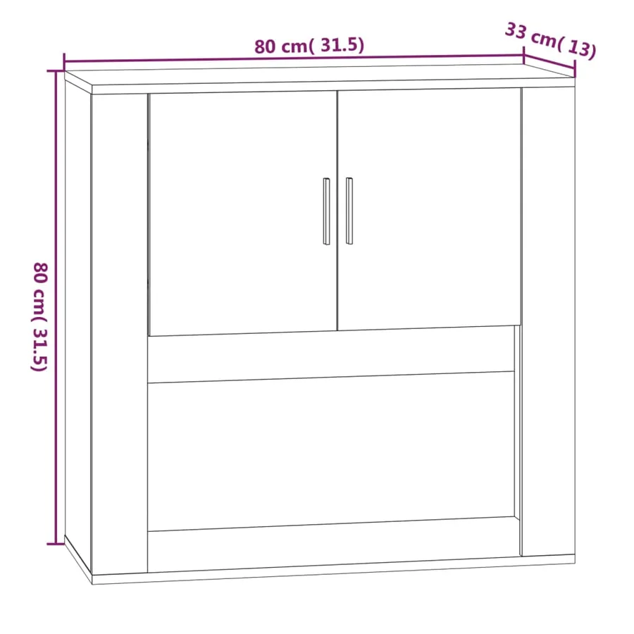 Armoire murale Noir 80x33x80 cm Bois d'ingénierie - 13