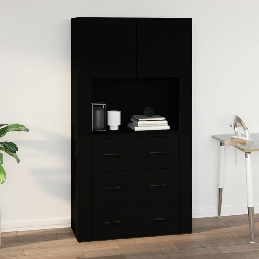 Armoire murale Noir 80x33x80 cm Bois d'ingénierie - 7