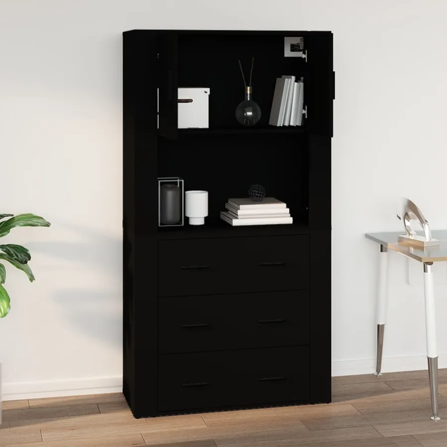 Armoire murale Noir 80x33x80 cm Bois d'ingénierie - 8