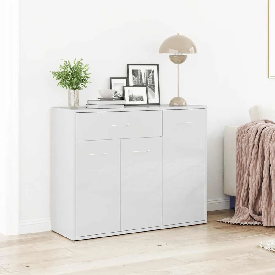Buffet Blanc brillant 88x30x70 cm Bois d'ingénierie