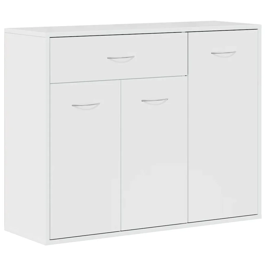 Buffet Blanc brillant 88x30x70 cm Bois d'ingénierie - 2