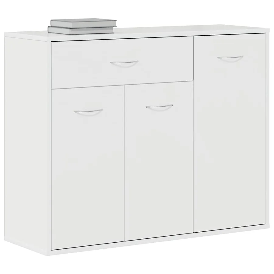 Buffet Blanc brillant 88x30x70 cm Bois d'ingénierie - 4