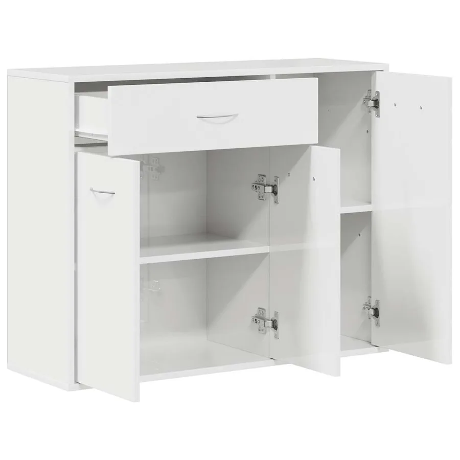 Buffet Blanc brillant 88x30x70 cm Bois d'ingénierie - 5
