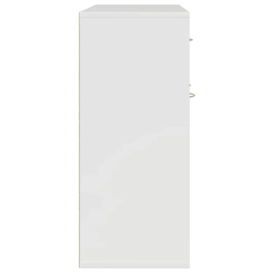 Buffet Blanc brillant 88x30x70 cm Bois d'ingénierie - 7