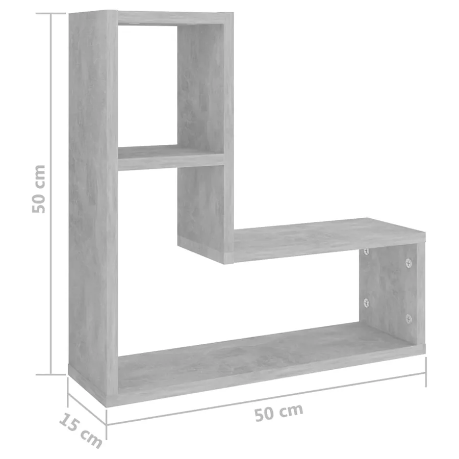 Étagères murales 2 pcs gris béton 50x15x50 cm bois d'ingénierie - 7