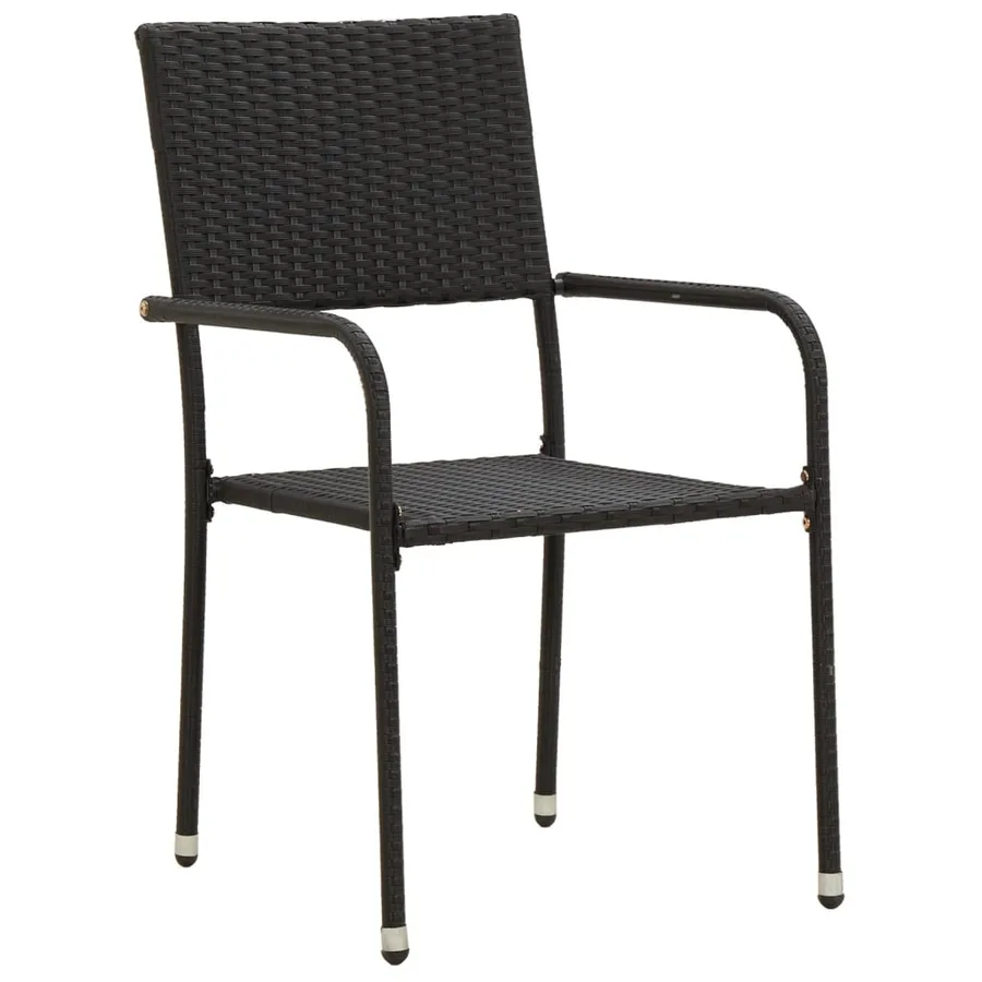 Mobilier à dîner d'extérieur 7 pcs Résine tressée Noir - 4