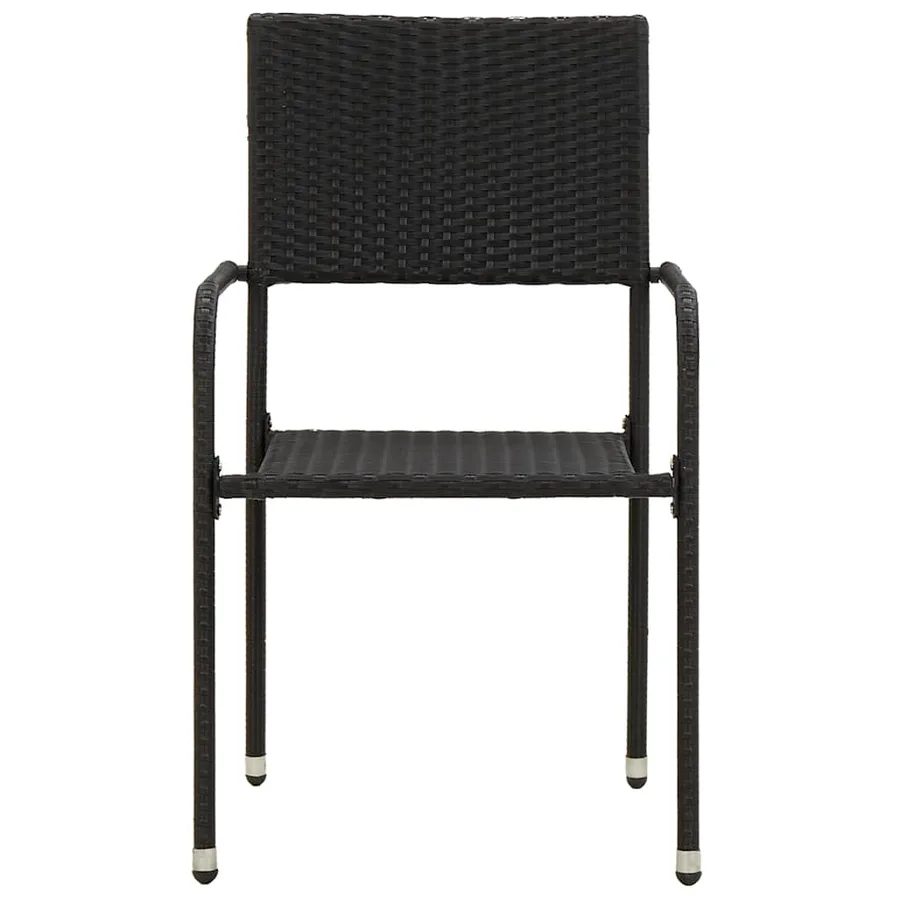 Mobilier à dîner d'extérieur 7 pcs Résine tressée Noir - 5