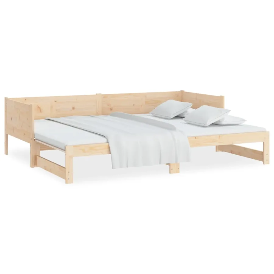 Lit coulissant sans matelas bois de pin massif 2x(90x190) cm - 8