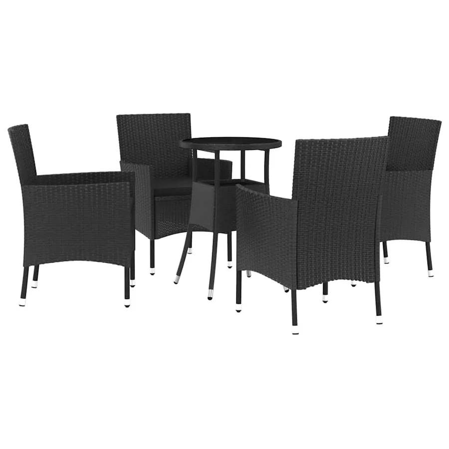 Ensemble de bistro de jardin 5 pcs coussins noir poly rotin - 2