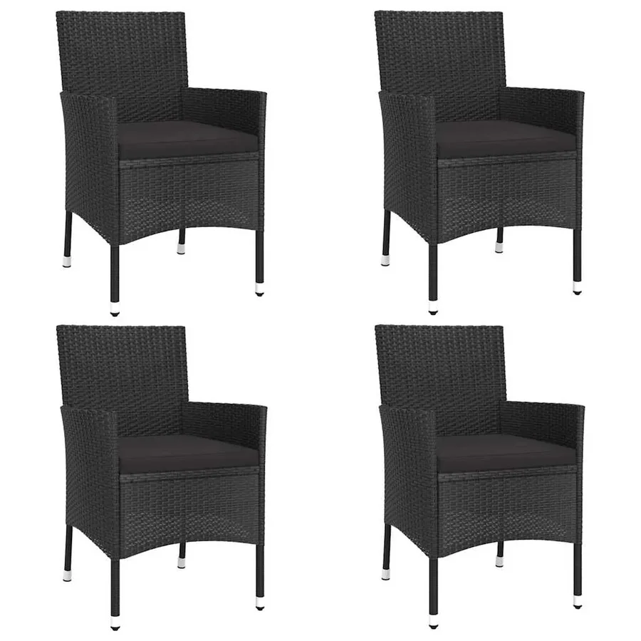 Ensemble de bistro de jardin 5 pcs coussins noir poly rotin - 3