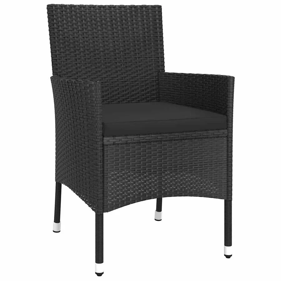 Ensemble de bistro de jardin 5 pcs coussins noir poly rotin - 4