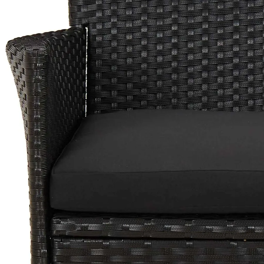 Ensemble de bistro de jardin 5 pcs coussins noir poly rotin - 6