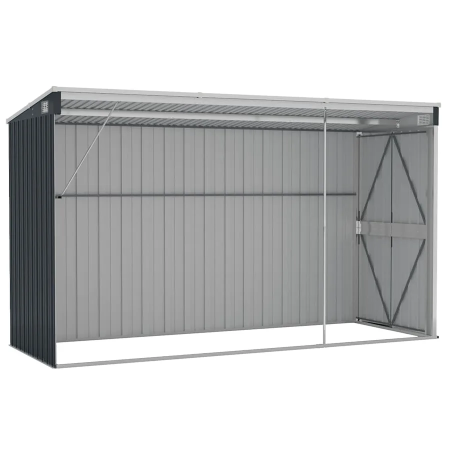 Abri de jardin mural Anthracite 118x288x178 cm Acier - 6