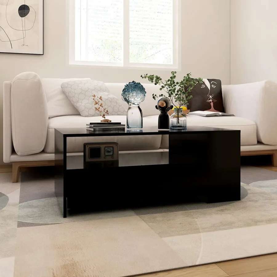 Table basse noir 102x55x42 cm bois d'ingénierie - 5