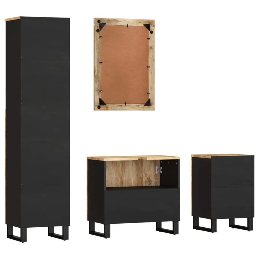 Ensemble de meubles de salle de bain 4 pcs bois manguier massif - 4
