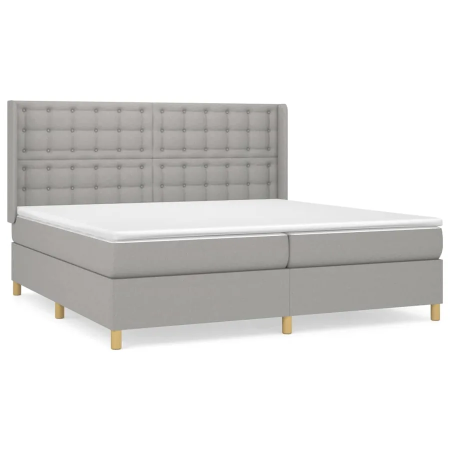 Sommier à lattes de lit avec matelas Gris clair 200x200cm Tissu - 2
