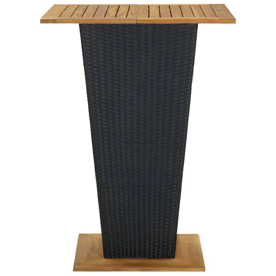 Table de bar Noir 80x80x110 cm Résine tressée et bois d'acacia - 3