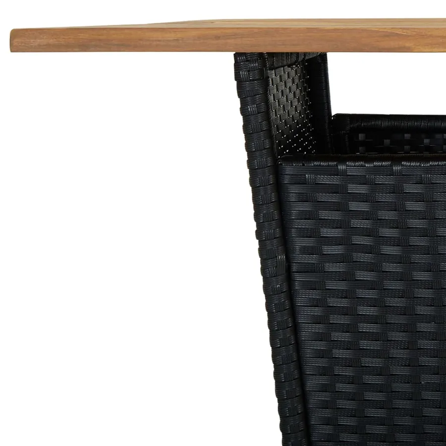 Table de bar Noir 80x80x110 cm Résine tressée et bois d'acacia - 5