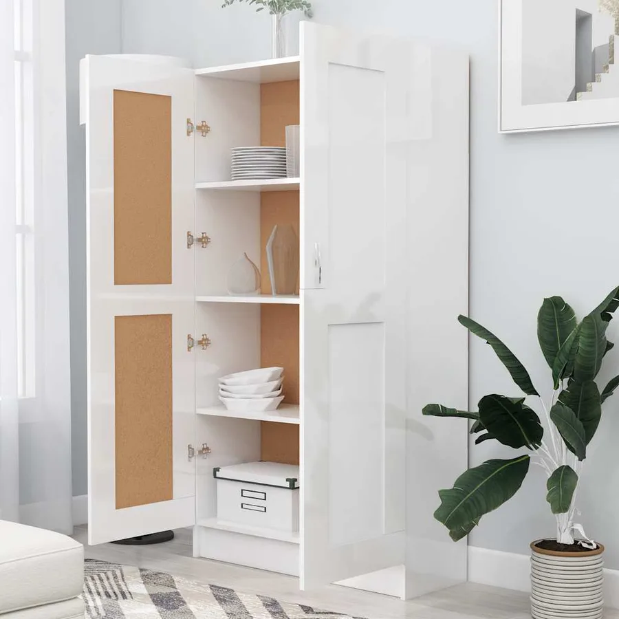 Bibliothèque Blanc brillant 82,5x30,5x150 cm Bois d’ingénierie - 3