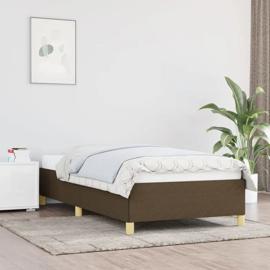 Cadre de lit sans matelas marron foncé 100x200 cm tissu