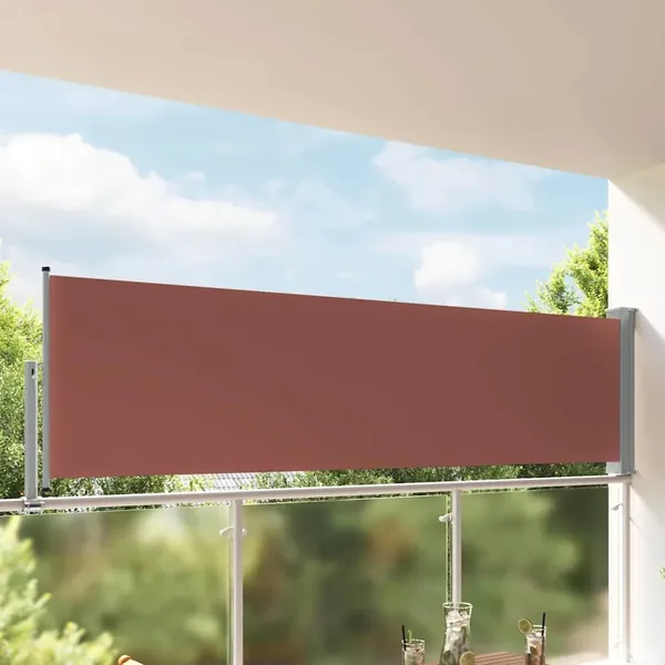 Auvent latéral rétractable de patio 100x300 cm Marron