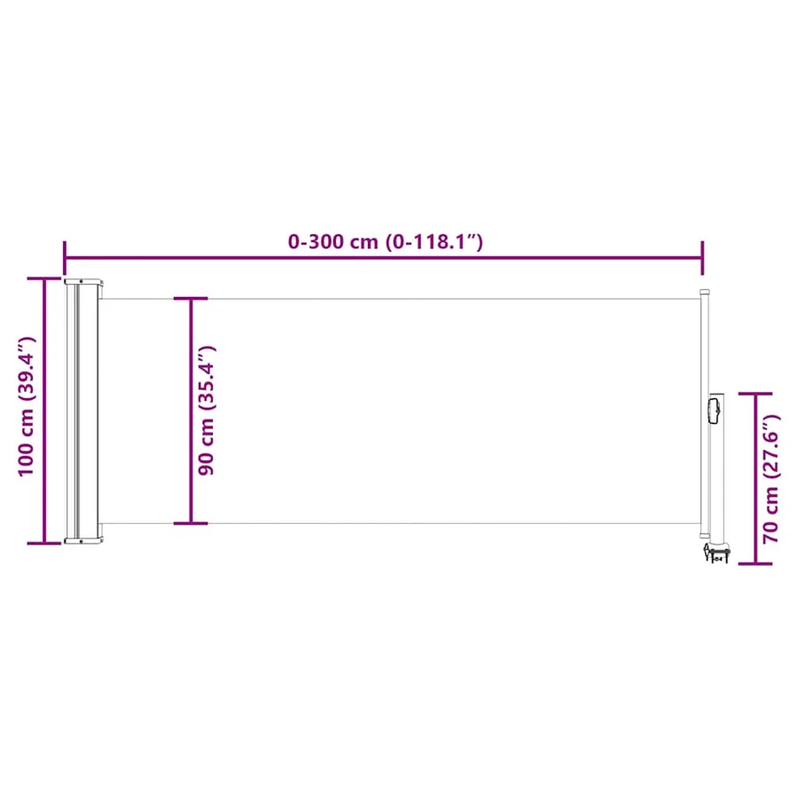 Auvent latéral rétractable de patio 100x300 cm Marron - 13