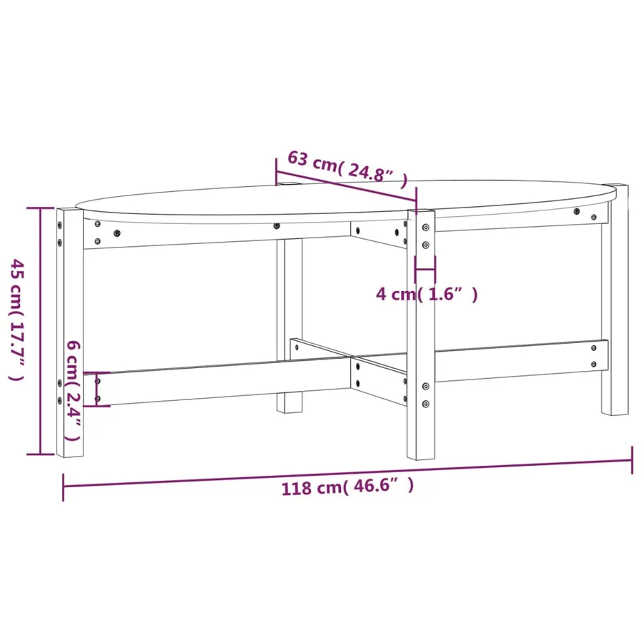 Table basse 118x63x45 cm Bois massif de pin - 8