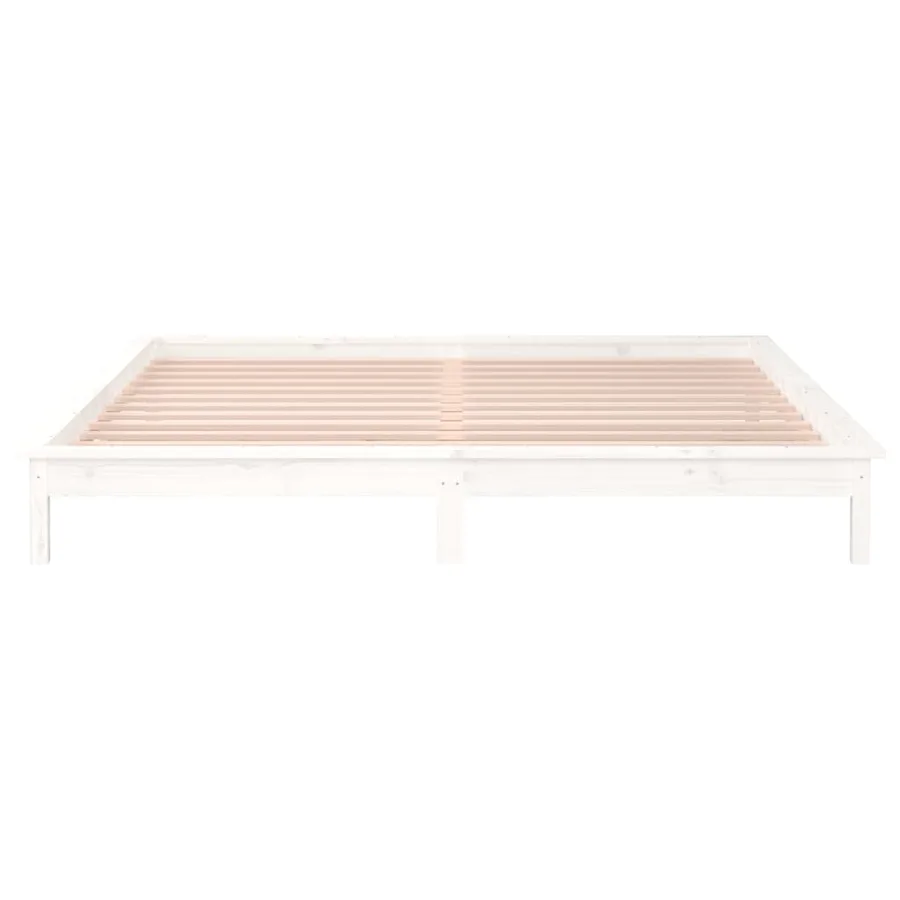 Cadre de lit à LED sans matelas blanc 160x200 cm bois massif - 7