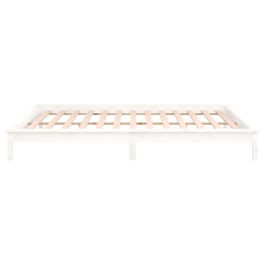 Cadre de lit à LED sans matelas blanc 160x200 cm bois massif - 8