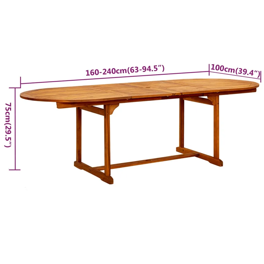 Ensemble à manger de jardin 7 pcs Bois d'acacia massif 160-240 cm - 9
