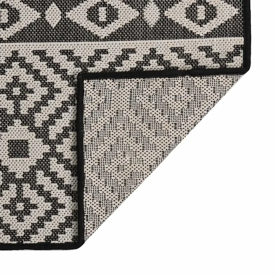Tapis à tissage plat d'extérieur 120x170 cm Rayures noires - 2